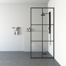 Ventana 74" High x 34-1/8" Wide Shower Screen Framed Shower Door with Clear Glass