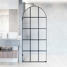 Arden 78" High x 34" Wide Hinged Framed Shower Door with Ribbed Glass