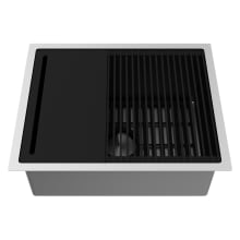 Mercer 22" Undermount Single Basin Stainless Steel Kitchen Sink with Basin Rack, Basket Strainer and Cutting Board