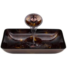 22-1/4" Glass Vessel Bathroom Sink with 1.2 GPM Deck Mounted Bathroom Faucet and Pop-Up Drain Assembly