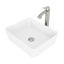 Linus 17-3/4" Solid Surface Vessel Bathroom Sink with 1.2 GPM Deck Mounted Bathroom Faucet and Pop-Up Drain Assembly