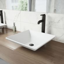 Seville 16" Solid Surface Vessel Bathroom Sink with 1.2 GPM Deck Mounted Bathroom Faucet and Pop-Up Drain Assembly