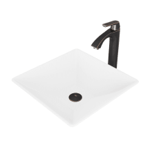 Linus 16" Solid Surface Vessel Bathroom Sink with 1.2 GPM Deck Mounted Bathroom Faucet and Pop-Up Drain Assembly