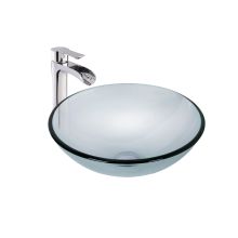 Niko 16-1/2" Glass Vessel Bathroom Sink with 1.2 GPM Deck Mounted Bathroom Faucet and Pop-Up Drain Assembly