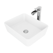 Niko 17-3/4" Solid Surface Vessel Bathroom Sink with 1.2 GPM Deck Mounted Bathroom Faucet and Pop-Up Drain Assembly