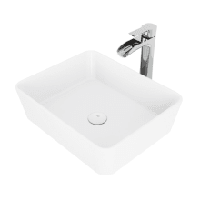 Niko 17-3/4" Solid Surface Vessel Bathroom Sink with 1.2 GPM Deck Mounted Bathroom Faucet and Pop-Up Drain Assembly