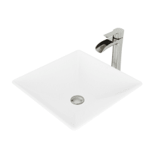 Niko 16" Solid Surface Vessel Bathroom Sink with 1.2 GPM Deck Mounted Bathroom Faucet and Pop-Up Drain Assembly