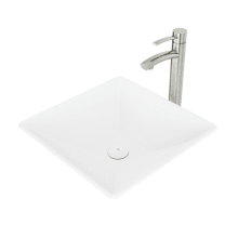 Milo 16" Solid Surface Vessel Bathroom Sink with 1.2 GPM Deck Mounted Bathroom Faucet and Pop-Up Drain Assembly