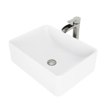 Niko 19-3/4" Solid Surface Vessel Bathroom Sink with 1.2 GPM Deck Mounted Bathroom Faucet and Pop-Up Drain Assembly