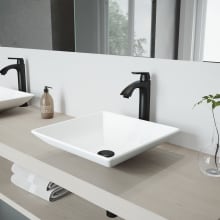 Hibiscus 16" Solid Surface Vessel Bathroom Sink with 1.2 GPM Deck Mounted Bathroom Faucet and Pop-Up Drain Assembly