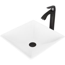 Hibiscus 16" Solid Surface Vessel Bathroom Sink with 1.2 GPM Deck Mounted Bathroom Faucet and Pop-Up Drain Assembly