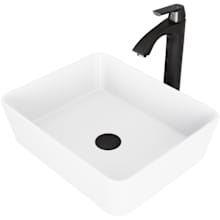 Marigold 18" Rectangular Stone Composite Vessel Bathroom Sink with 1.2 GPM 11" Deck Mounted Bathroom Faucet and Pop-Up Drain Assembly