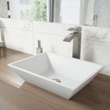 18" Solid Surface Vessel Bathroom Sink with 1.2 GPM Deck Mounted Bathroom Faucet and Pop-Up Drain Assembly
