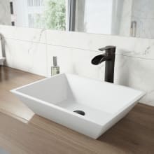 18-1/8" Solid Surface Vessel Bathroom Sink with 1.2 GPM Deck Mounted Bathroom Faucet and Pop-Up Drain Assembly