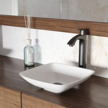 13-3/4" Solid Surface Vessel Bathroom Sink with 1.2 GPM Deck Mounted Bathroom Faucet and Pop-Up Drain Assembly