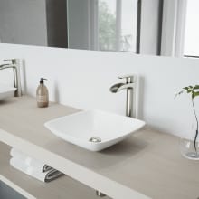 13-3/4" Solid Surface Vessel Bathroom Sink with 1.2 GPM Deck Mounted Bathroom Faucet and Pop-Up Drain Assembly