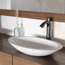 23-1/8" Solid Surface Vessel Bathroom Sink with 1.2 GPM Deck Mounted Bathroom Faucet and Pop-Up Drain Assembly