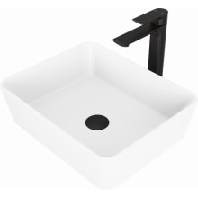 Marigold 17-3/4" Solid Surface Vessel Bathroom Sink with 1.2 GPM Deck Mounted Bathroom Faucet and Pop-Up Drain Assembly