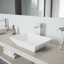 Vinca 18" Solid Surface Vessel Bathroom Sink with 1.2 GPM Deck Mounted Bathroom Faucet and Pop-Up Drain Assembly