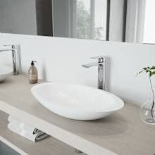 Wisteria 23" Oval Stone Composite Vessel Bathroom Sink with 1.2 GPM 11" Deck Mounted Bathroom Faucet and Pop-Up Drain Assembly