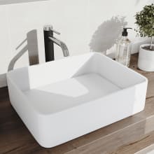 Jasmine 18-1/8" Solid Surface Vessel Bathroom Sink with 1.2 GPM Deck Mounted Bathroom Faucet and Pop-Up Drain Assembly