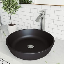 Modus 16-1/2" Glass Vessel Bathroom Sink with 1.2 GPM Deck Mounted Bathroom Faucet and Pop-Up Drain Assembly