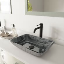 Titanium 18-1/8" Glass Vessel Bathroom Sink with 1.2 GPM Deck Mounted Bathroom Faucet and Pop-Up Drain Assembly