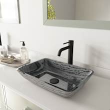 Donatello 18" Rectangular Glass Vessel Bathroom Sink with 1.2 GPM 11" Deck Mounted Bathroom Faucet and Pop-Up Drain Assembly