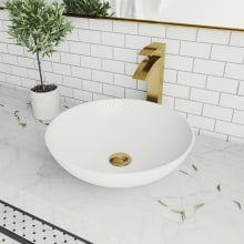 Lotus 16" Solid Surface Vessel Bathroom Sink with 1.2 GPM Deck Mounted Bathroom Faucet and Pop-Up Drain Assembly