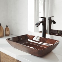 Russet 17-7/8" Brass Vessel Bathroom Sink with 1.2 GPM Deck Mounted Bathroom Faucet and Pop-Up Drain Assembly