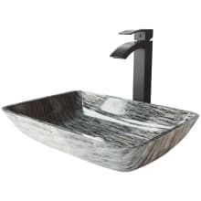 Titanium 18-1/8" Glass Vessel Bathroom Sink with 1.2 GPM Duris Deck Mounted Bathroom Faucet and Pop-Up Drain Assembly