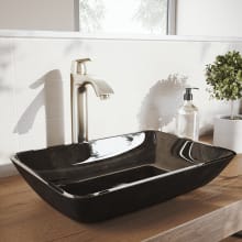 Vessel Sink and Faucet Combos 18-1/8" Glass Vessel Bathroom Sink with 1.2 GPM Deck Mounted Bathroom Faucet and Pop-Up Drain Assembly