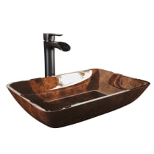 Russet 17-7/8" Glass Vessel Bathroom Sink with 1.2 GPM Niko Deck Mounted Bathroom Faucet and Pop-Up Drain Assembly