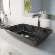 Vessel Sink and Faucet Combos 18-1/8" Glass Vessel Bathroom Sink with 1.2 GPM Deck Mounted Bathroom Faucet and Pop-Up Drain Assembly