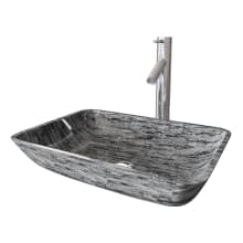 Titanium 13" Glass Vessel Bathroom Sink with 1.2 GPM Dior Deck Mounted Bathroom Faucet and Pop-Up Drain Assembly
