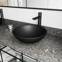 Cavalli 15" Glass Vessel Bathroom Sink with 1.2 GPM Deck Mounted Bathroom Faucet and Pop-Up Drain Assembly