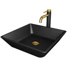 Roma 15-3/8" MatteShell™ Vessel Bathroom Sink with 1.2 GPM Lexington cFiber© Deck Mounted Bathroom Faucet and Pop-Up Drain Assembly