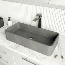 Concreto Stone™ 11" Concrete Vessel Bathroom Sink with 1.2 GPM Deck Mounted Bathroom Faucet and Pop-Up Drain Assembly