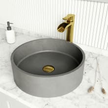 Concreto Stone™ 15-1/2" Concrete Vessel Bathroom Sink with 1.2 GPM Deck Mounted Bathroom Faucet and Pop-Up Drain Assembly