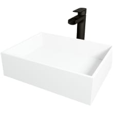 Montauk 17-1/8" Matte Stone Vessel Bathroom Sink with 1.2 GPM Deck Mounted Bathroom Faucet and Pop-Up Drain Assembly