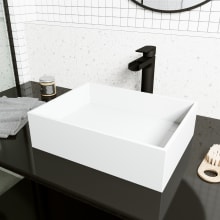 Montauk 17-1/8" Matte Stone Vessel Bathroom Sink with 1.2 GPM Deck Mounted Bathroom Faucet and Pop-Up Drain Assembly
