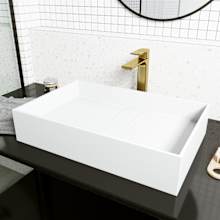 Bryant 23" Rectangular Stone Composite Vessel Bathroom Sink with 1.2 GPM 11" Deck Mounted Bathroom Faucet and Pop-Up Drain Assembly