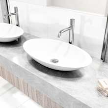 Wisteria 23" Oval Stone Composite Vessel Bathroom Sink with 1.2 GPM 12" Deck Mounted Bathroom Faucet and Pop-Up Drain Assembly
