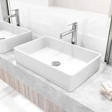 Magnolia 21" Rectangular Stone Composite Vessel Bathroom Sink with 1.2 GPM 11" Deck Mounted Bathroom Faucet and Pop-Up Drain Assembly