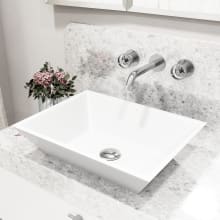 Vinca 18" Solid Surface Vessel Bathroom Sink with 1.2 GPM Deck Mounted Bathroom Faucet and Pop-Up Drain