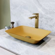 Gold Sottile 18-1/8" Glass Vessel Bathroom Sink with 1.2 GPM Deck Mounted Bathroom Faucet and Pop-Up Drain