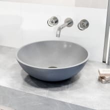 Cass 16" Concrete Vessel Bathroom Sink with 1.2 GPM Deck Mounted Bathroom Faucet and Pop-Up Drain Assembly