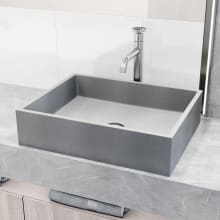Coca 19" Concrete Vessel Bathroom Sink with 1.2 GPM Deck Mounted Bathroom Faucet and Pop-Up Drain Assembly