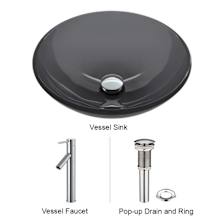 Giovanni 17" Circular Glass Vessel Bathroom Sink with 1.2 GPM 13" Deck Mounted Bathroom Faucet and Pop-Up Drain Assembly