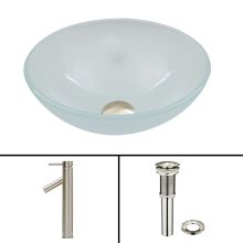 Dior 16-1/2" Glass Vessel Bathroom Sink with 1.2 GPM Deck Mounted Bathroom Faucet and Pop-Up Drain Assembly